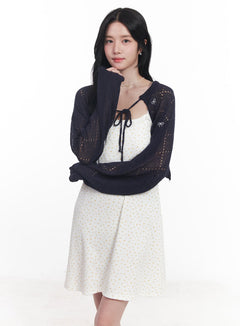 ribbon-knit-bolero-cardigan-cy523 / Dark blue