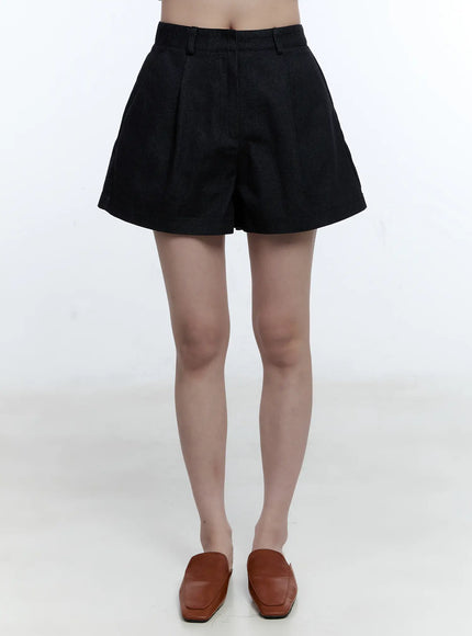 fatima-wide-fit-denim-shorts-cg513 / Dark blue