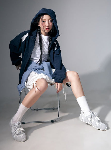 hooded-zip-up-windbreaker-cf524 / Dark blue