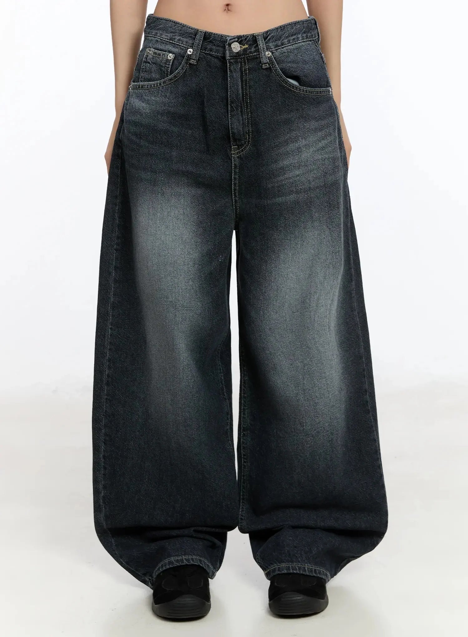 naeu-dark-washed-wide-jeans-im509 / Dark blue