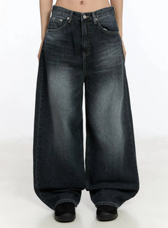 naeu-dark-washed-wide-jeans-im509 / Dark blue