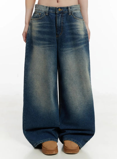 ailany-washed-baggy-jeans-ij516 / Dark blue