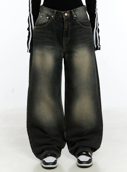 emerie-washed-wide-leg-baggy-jeans-cs518 / Dark blue