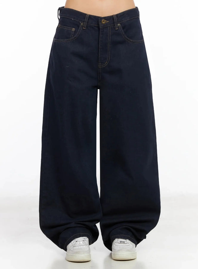 annette-dark-wash-no-fade-baggy-jeans-ia507 / Dark blue