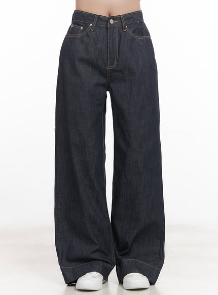 seline-non-fade-wide-leg-jeans-ca510 / Dark blue