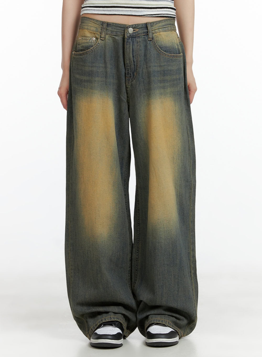 vintage-washed-low-rise-baggy-jeans-cl402 / Dark blue