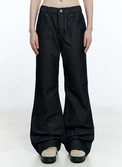 minjoo-no-fade-flared-jeans-cg511 / Dark blue