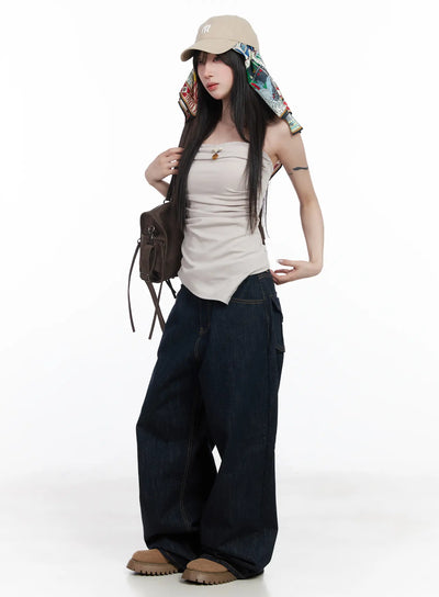 rowyn-wide-leg-jeans-with-pocket-detail-cf523 / Dark blue