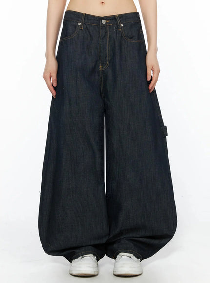 ami-wide-leg-cargo-jeans-iy526 / Dark blue