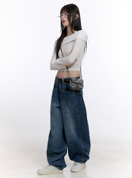 beatrice-stitch-wide-fit-baggy-jeans-cf512 / Dark blue