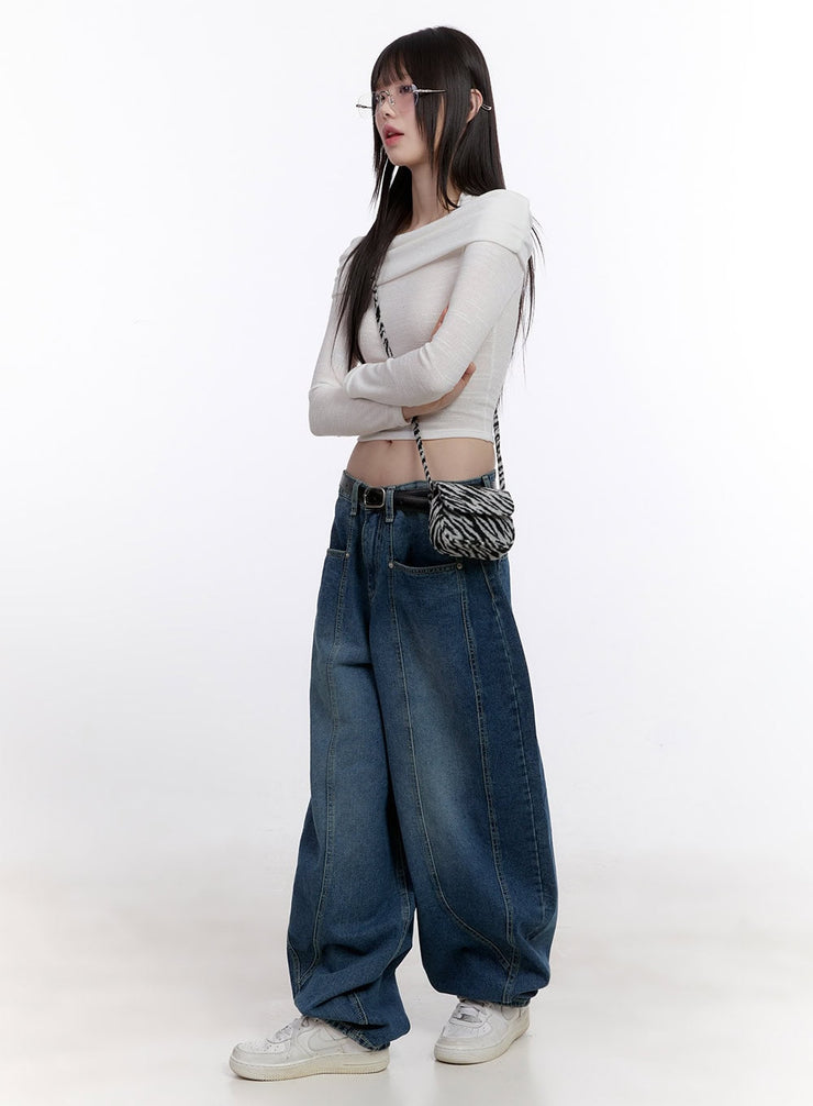 Beatrice Stitch Wide-Fit Baggy Jeans CF512