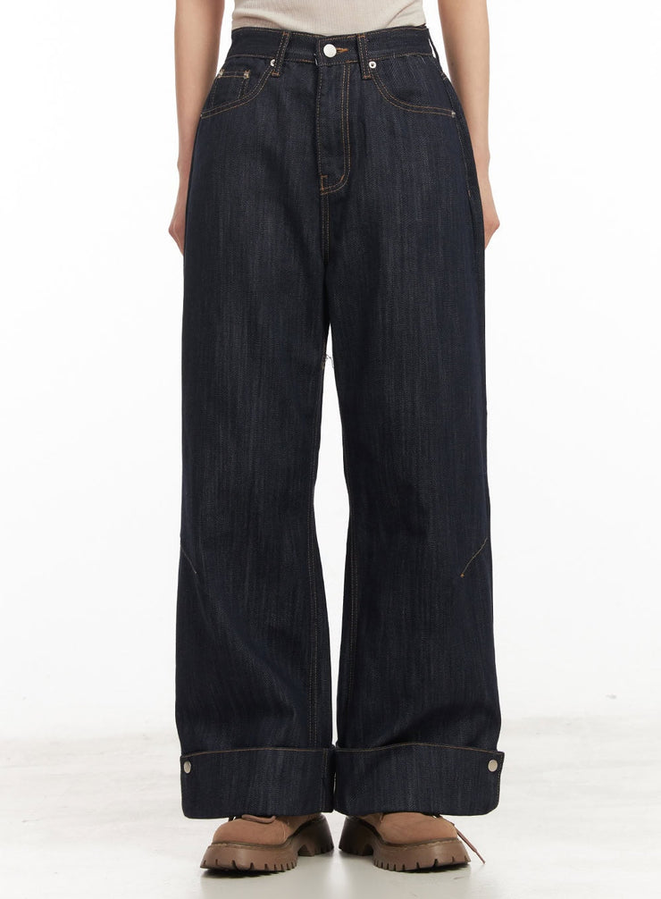 Faith Roll-Up Wide-Leg Jeans CM503