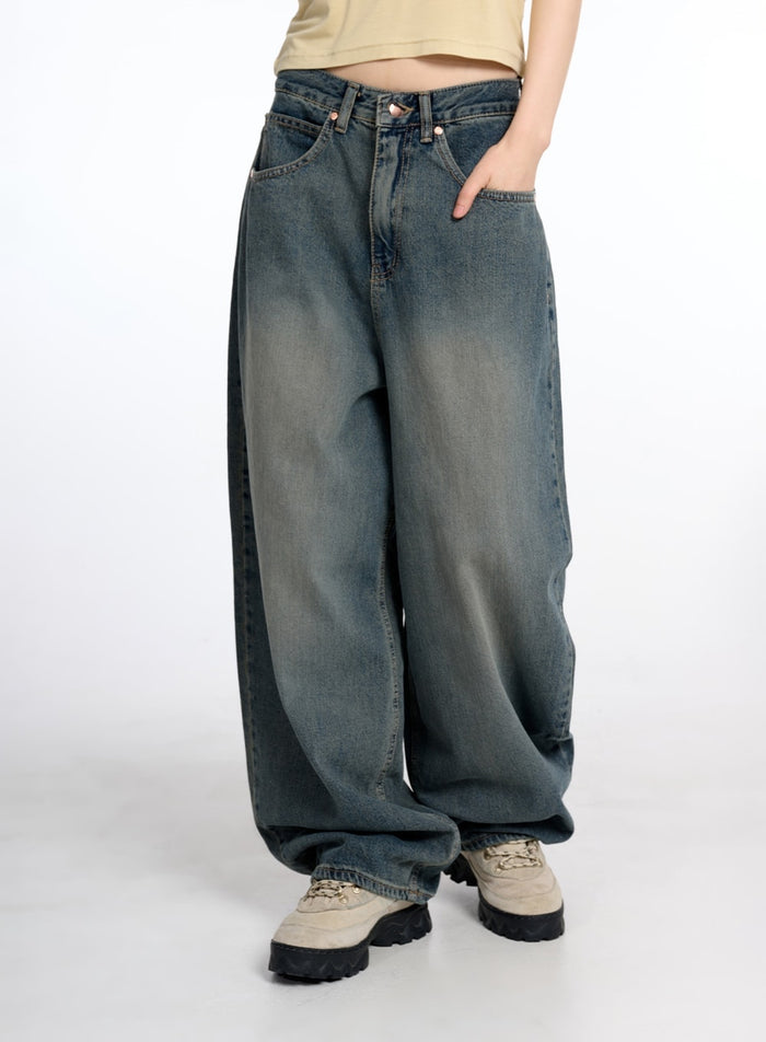 vintage-low-rise-baggy-jeans-cm415 / Dark blue