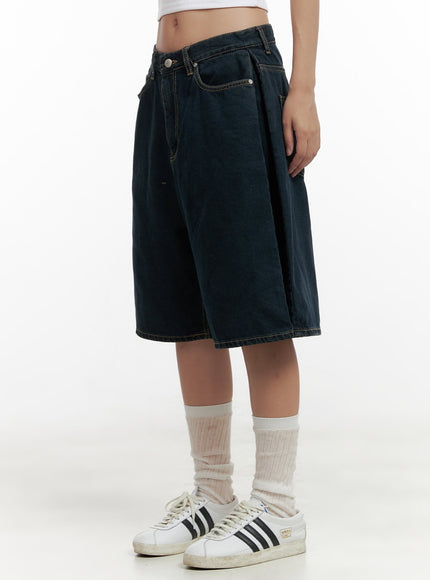 side-folded-wide-leg-jorts-cl431 / Dark blue