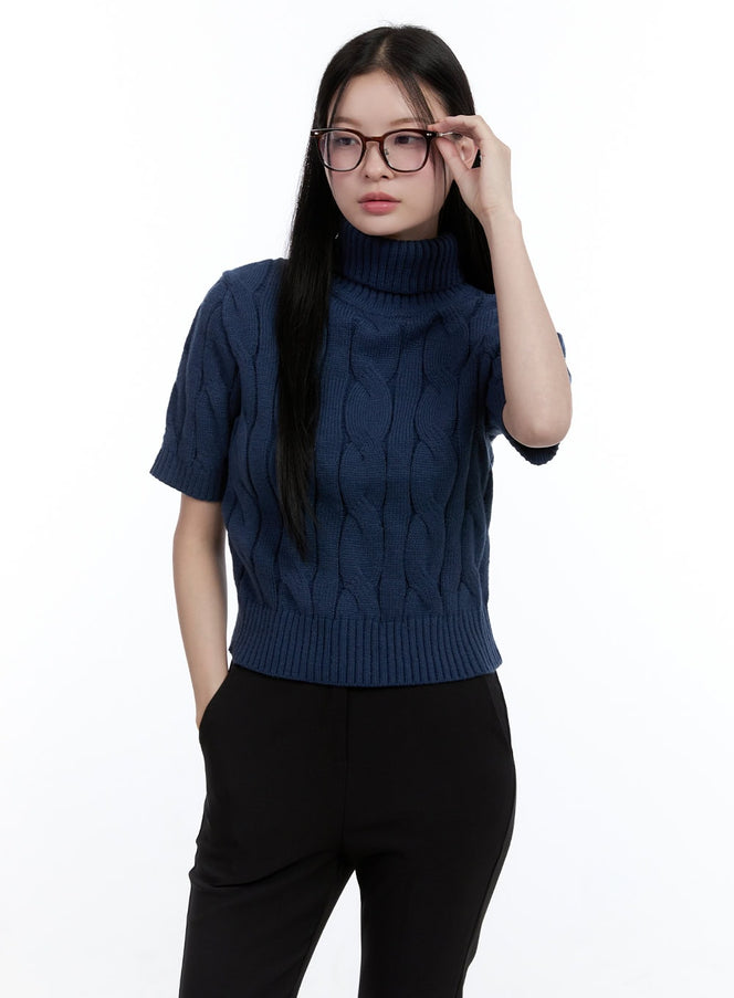 cable-turtleneck-pullover-oo429 / Dark blue