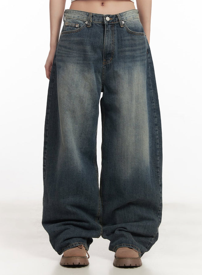 leilani-washed-baggy-jeans-cm531 / Dark blue