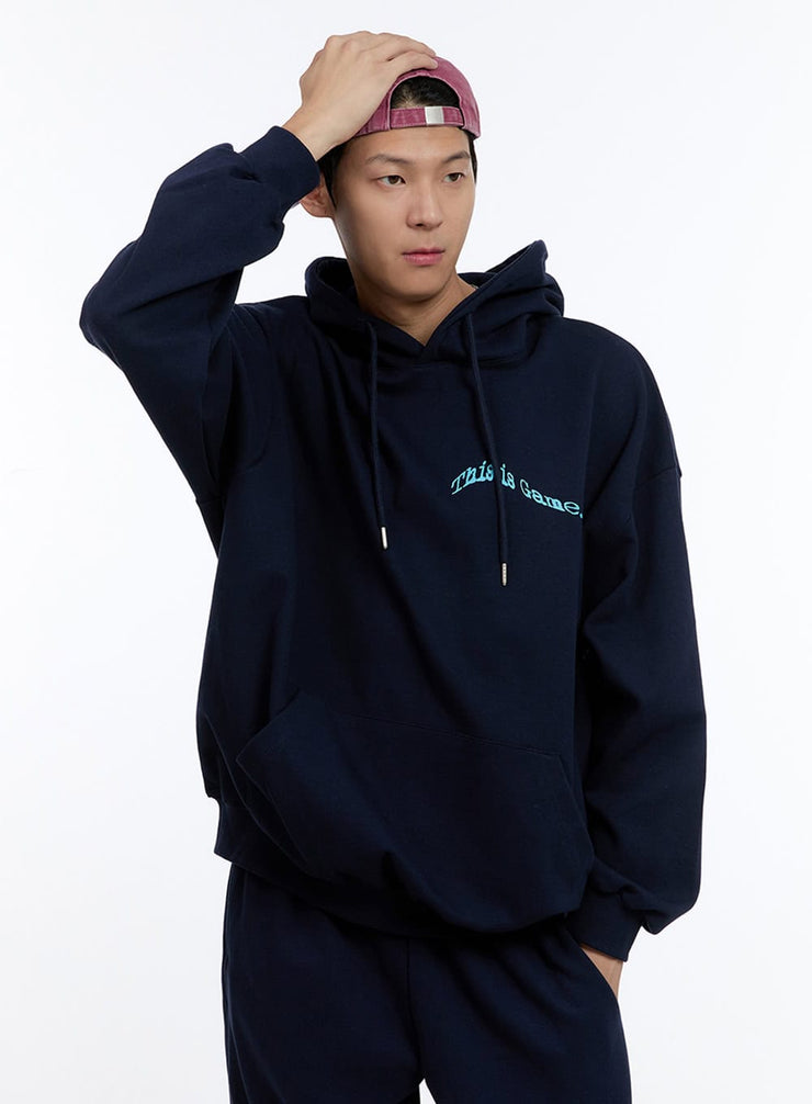 mens-lettering-oversize-hoodie-dark-blue-ig427 / Dark blue