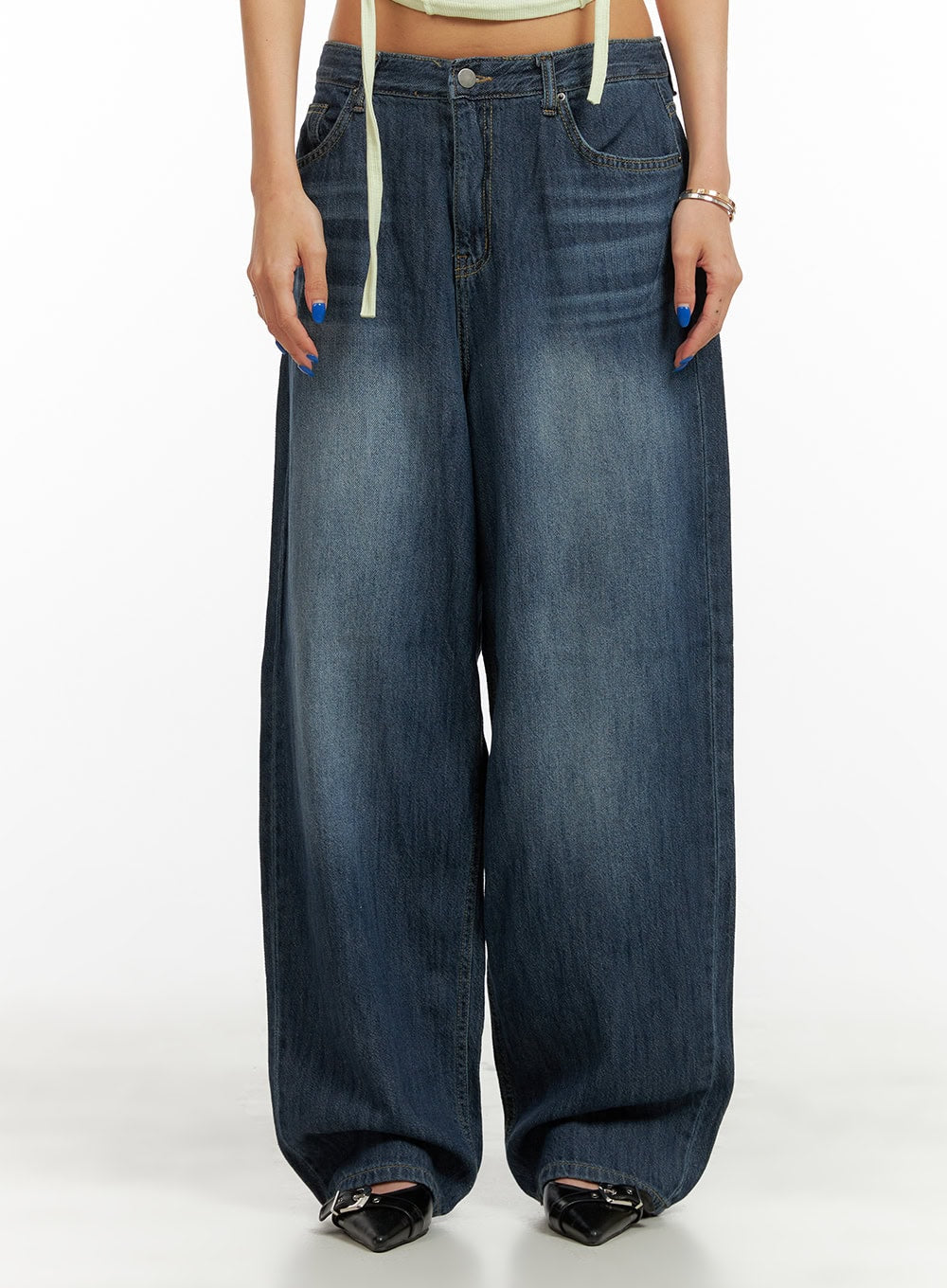 low-rise-wide-fit-baggy-jeans-cy431 / Dark blue