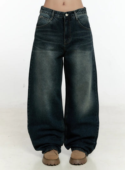 charli-vintage-washed-wide-leg-jeans-cn505 / Dark blue