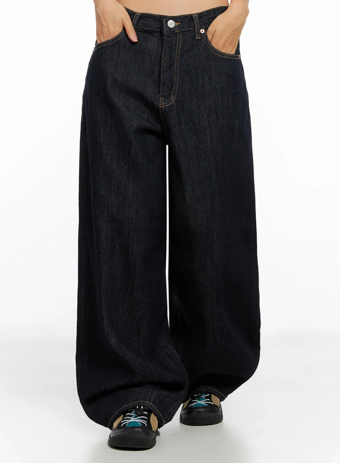 lena-dark-wash-wide-leg-jeans-ig527 / Dark blue