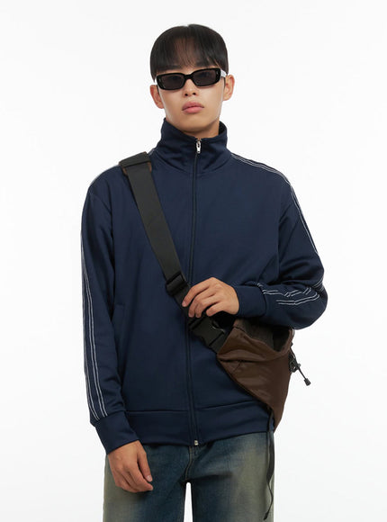 mens-zip-up-turtleneck-track-jacket-io420 / Dark blue
