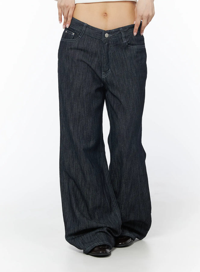 aomi-wide-leg-jeans-cy522 / Dark blue
