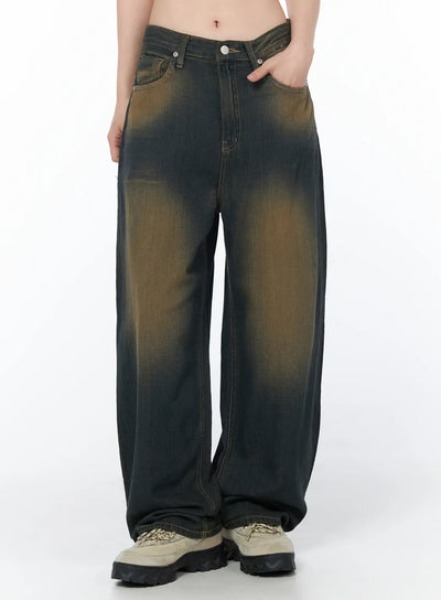 Doah Vintage Washed Wide Leg Jeans CY505