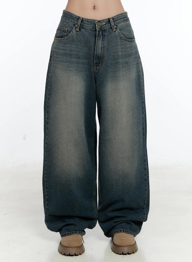 nataly-dark-washed-baggy-jeans-cs517 / Dark blue