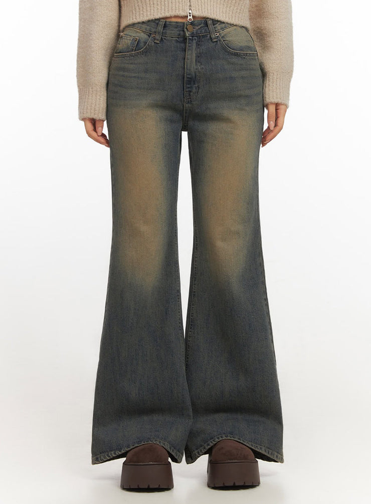 kourtney-vintage-wash-flared-jeans-if510 / Dark blue