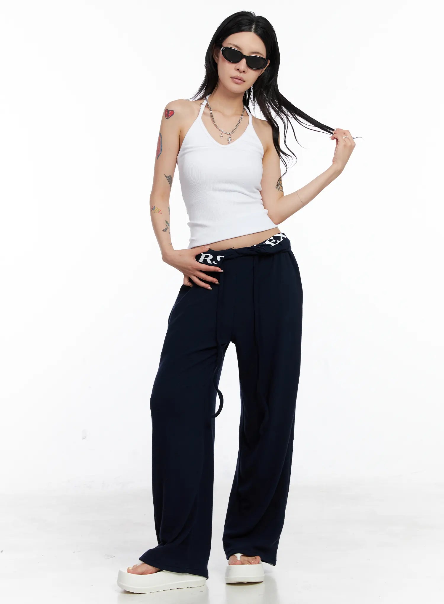 graphic-banding-sweatpants-cs526 / Dark blue