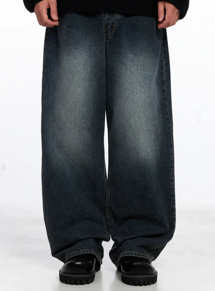 mens-relaxed-fit-washed-jeans-is509 / Dark blue