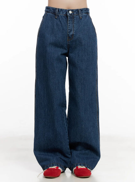 ahyeon-classic-relaxed-fit-denim-jeans-cl515 / Dark blue