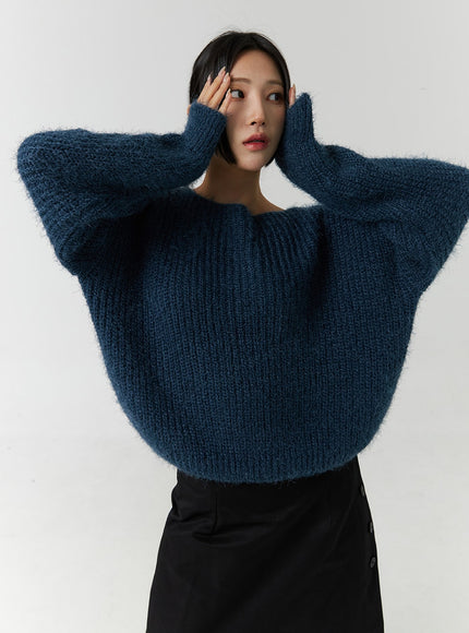 soft-boat-neck-knit-sweater-cn329 / Dark blue