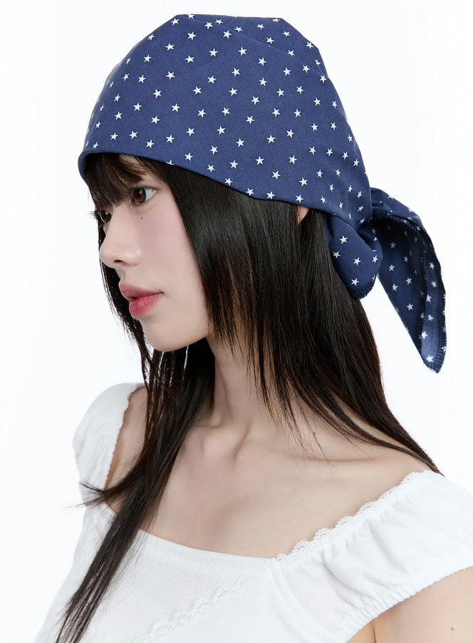 star-print-head-scarf-cg507 / Dark blue