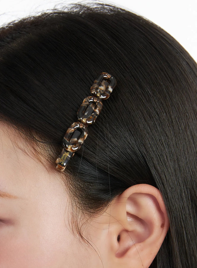 vintage-marble-hair-clip-cj512 / Dark brown