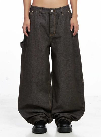 oaklyn-non-fade-wide-leg-jeans-co513 / Dark brown