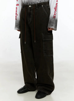 mens-wide-cargo-jeans-in525 / Dark brown