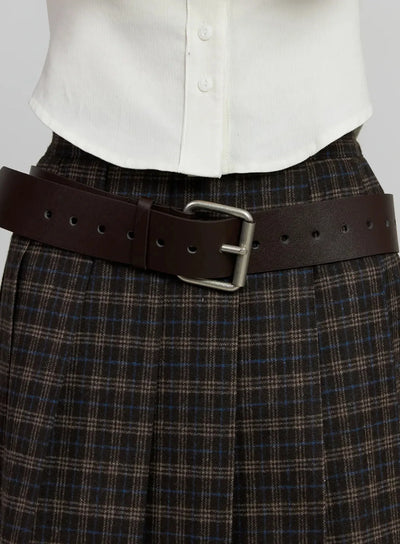 vegan-leather-bold-belt-ij502 / Dark brown