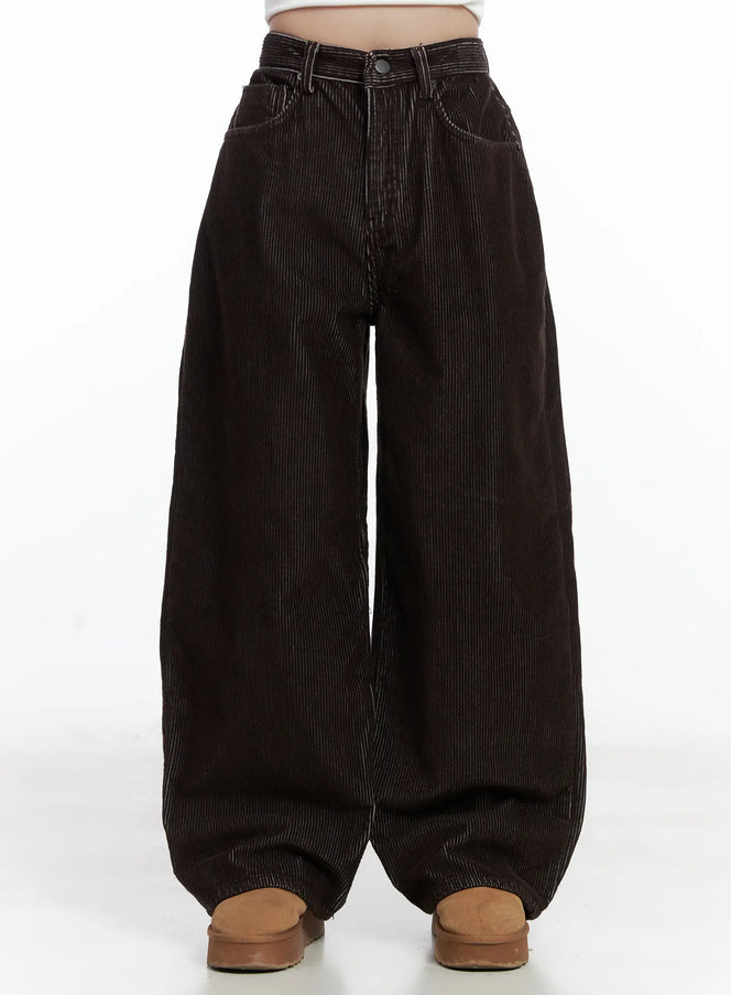 cozy-corduroy-wide-leg-pants-cn526 / Dark brown