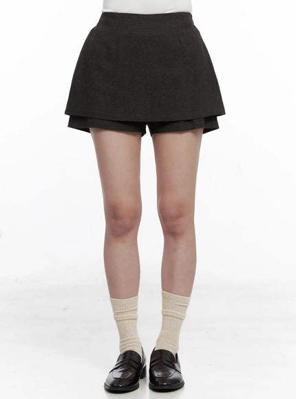 structured-mini-skirt-co524 / Dark brown