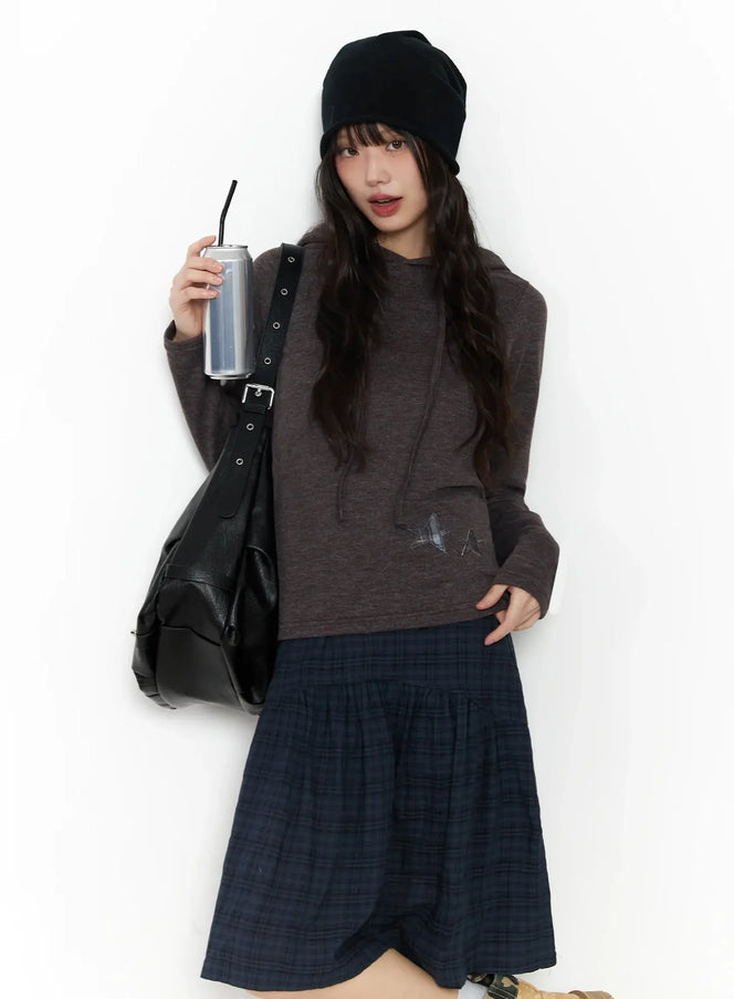 star-patched-hoodie-f517 / Dark brown