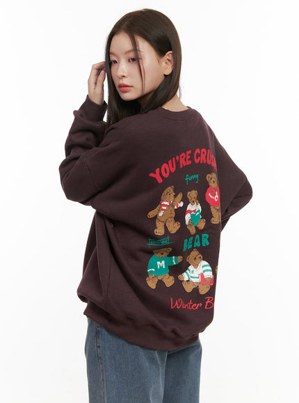 loose-fit-graphic-bear-crew-neck-od412 / Dark brown
