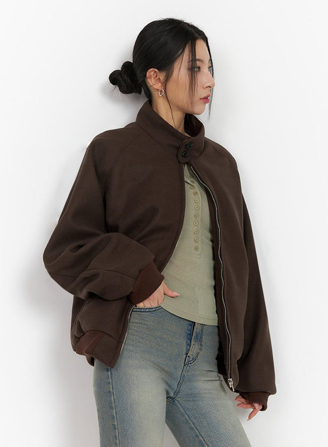 Trendy Oversized Zip-Up Jacket IJ503