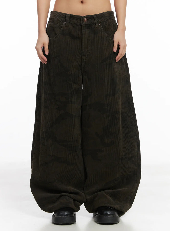 willow-camo-wide-pants-cj512 / Dark brown