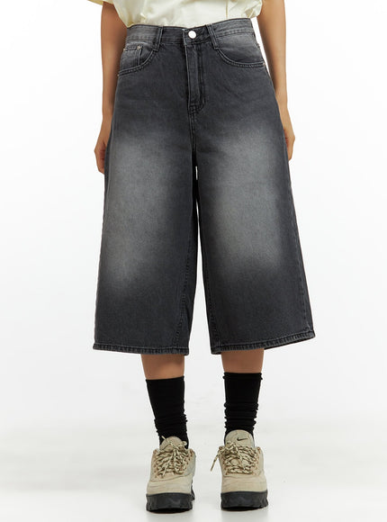 washed-wide-jorts-cu420 / Dark gray