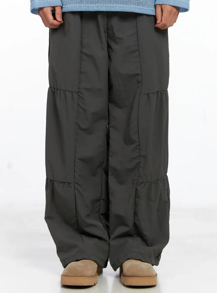 mens-line-stitch-parachute-pants-is510 / Dark gray