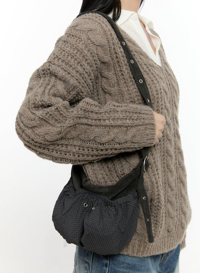 corduroy-mini-crossbody-bag-cn506 / Dark gray
