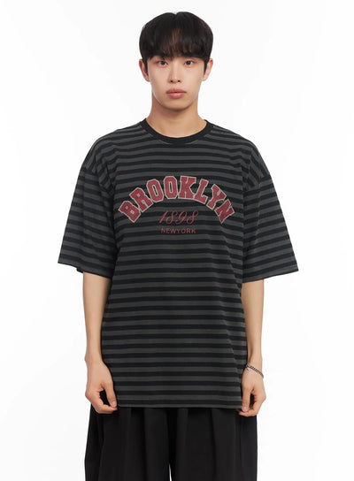 mens-striped-oversize-tee-iu518 / Dark gray