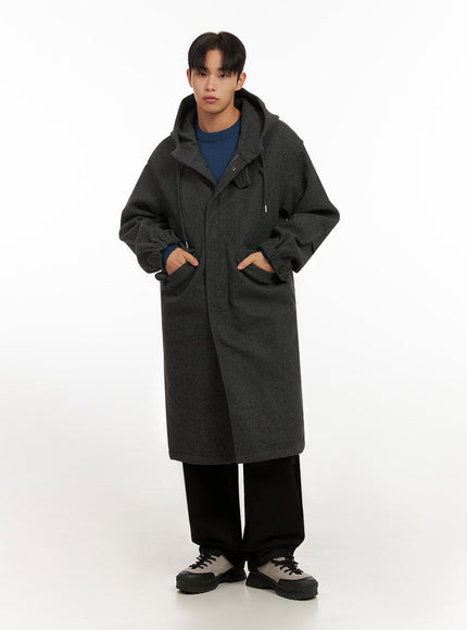mens-warm-wool-zip-up-hooded-coat-id413 / Dark gray