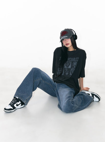 cotton-graphic-oversized-tee-cy514 / Dark gray